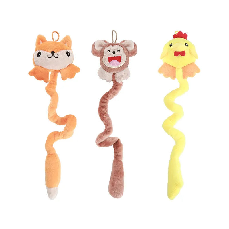 Creative Pet Supplies spring-loaded plush cat toy with catnip in brown, durable for chewing