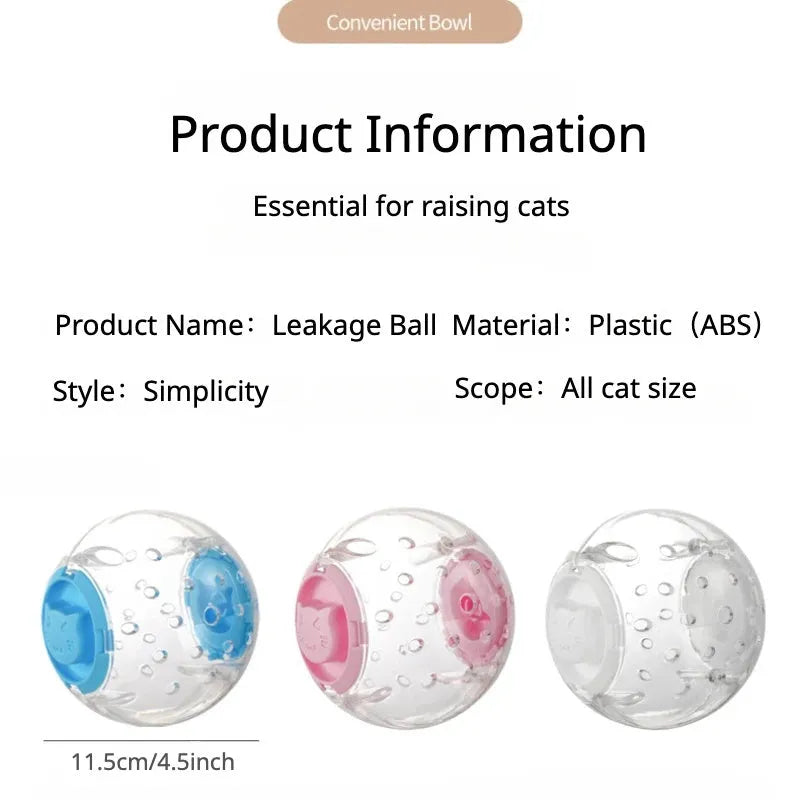 Blue ABS plastic slow feeder ball for dogs and cats measuring 11.5cm in diameter