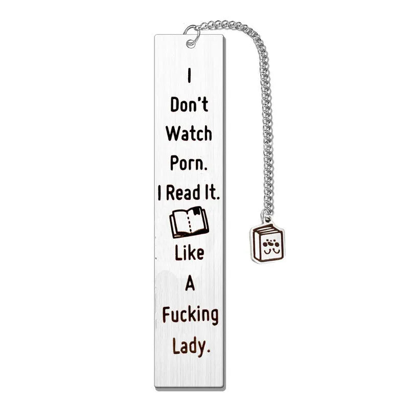 Stainless steel tassel bookmark with detailed lettering, shown in one of five colours.