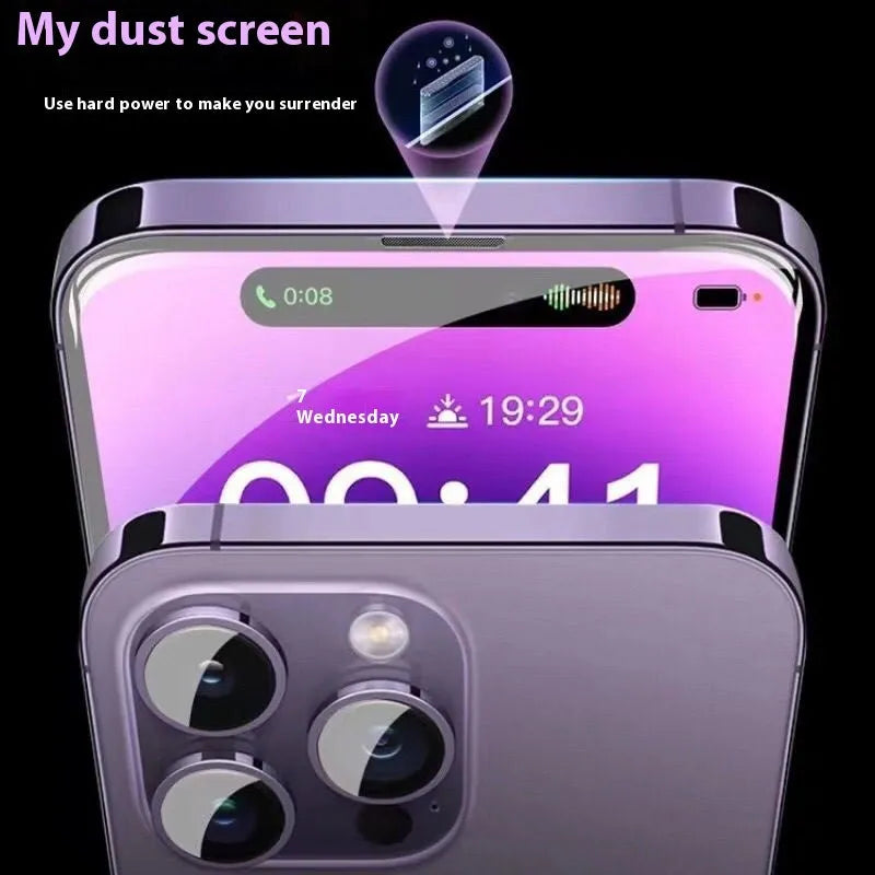 Tempered glass screen protector for iPhone in anti-peep and ultra-clear versions, sizes 5.8 to 6.9 inches