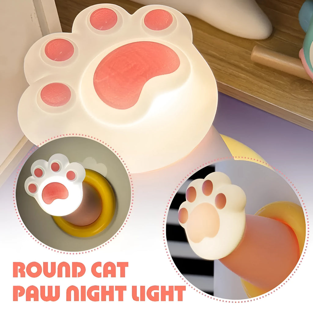 White cat paw shaped rechargeable touch control bedside lamp with suction cup base