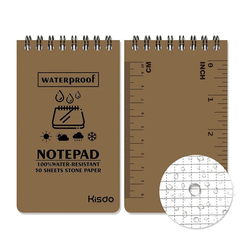 Waterproof spiral notebook with stone paper pages in camouflage colour options