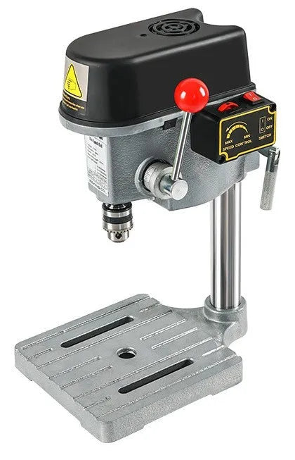 240W bench drill and milling machine on a workbench with heavy-duty steel clamping pliers.