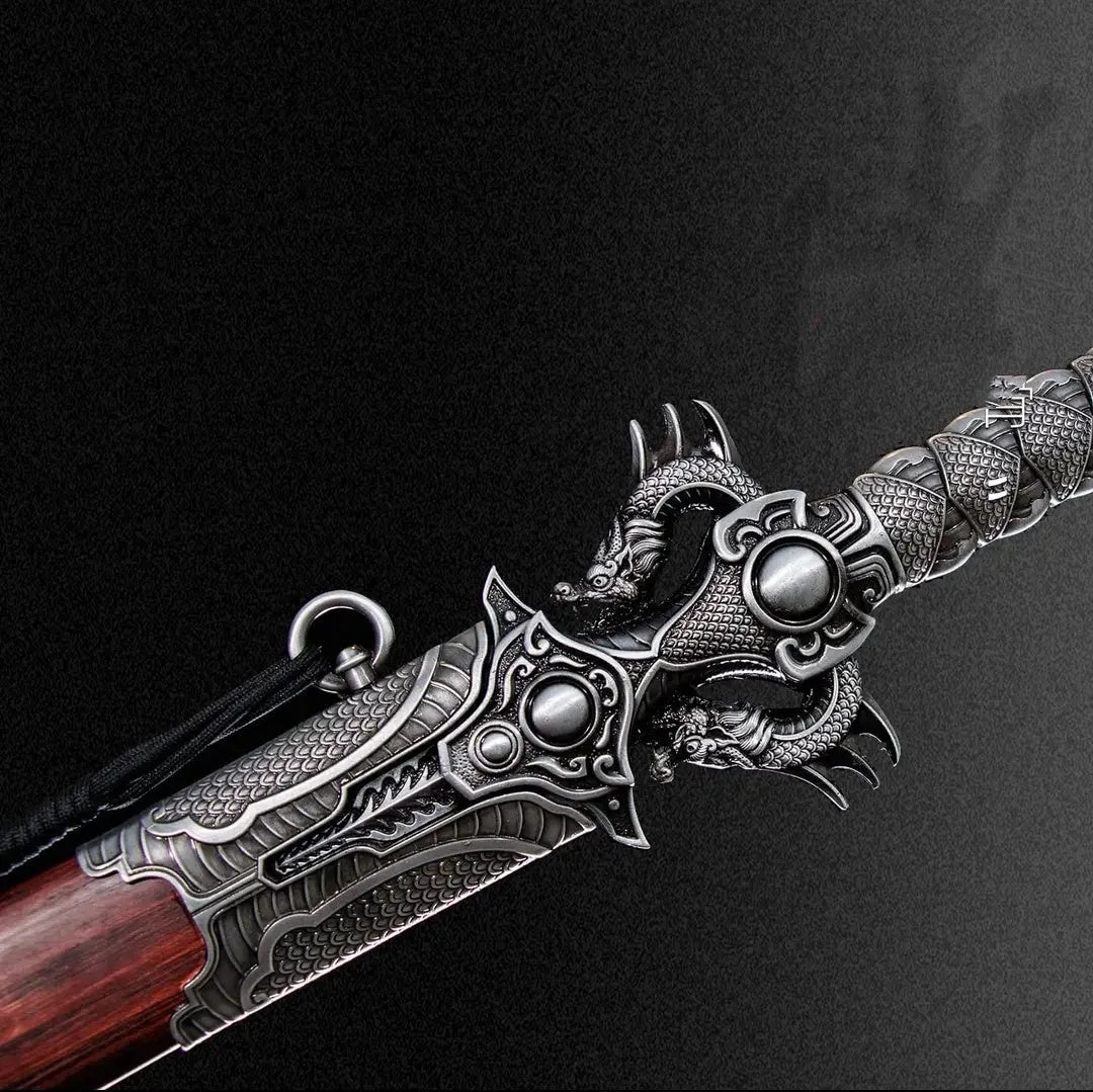 Lilong 110cm unsharpened collectible sword with high manganese steel blade and solid wood scabbard