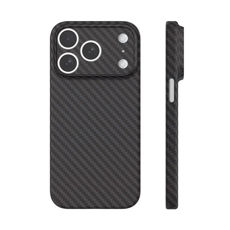 Kevlar carbon fibre texture PP phone case for iPhone, Pure Black colour, minimalist back cover design