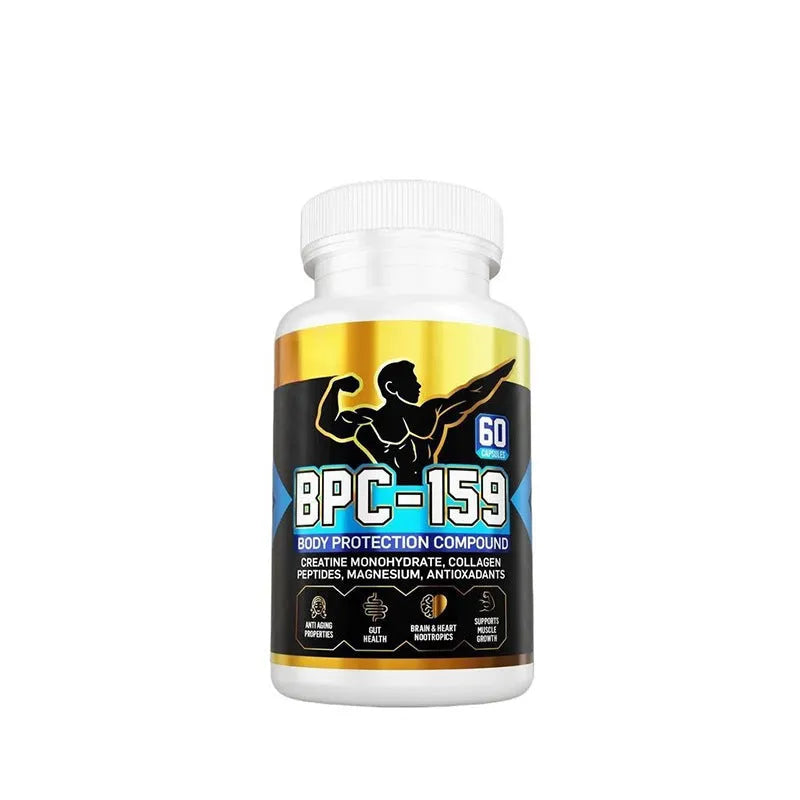 Bottle of body energy dietary supplement capsules for nutritional support