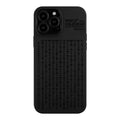 Black biodegradable silicone phone case with rotating bracket for iPhone, full edge wrapping