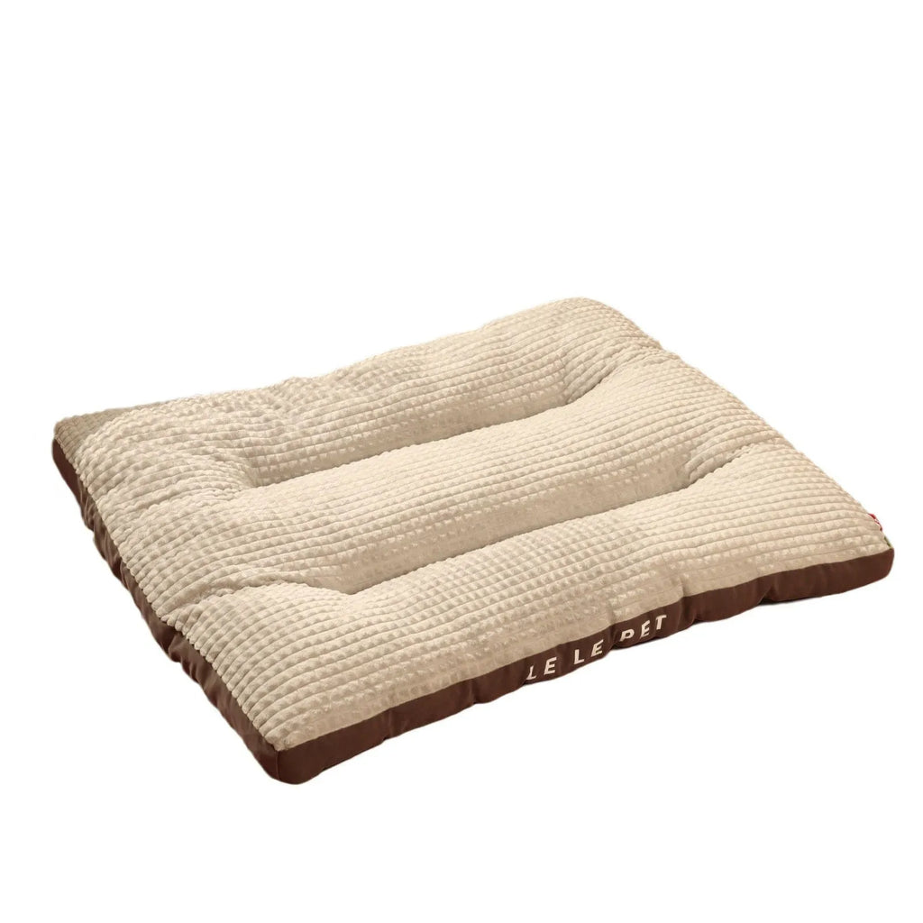Coffee-coloured fleece dog bed with a detachable cushion, shown in a large size suitable for a big dog.