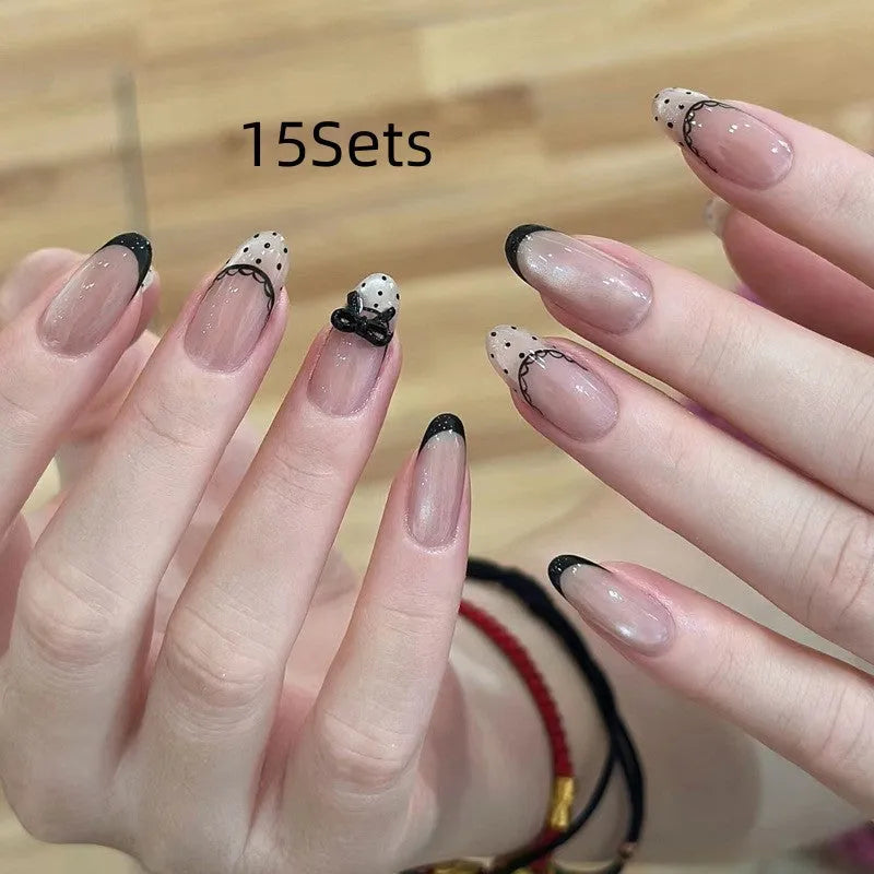 Square shaped acrylic false nails set with nail glue for DIY manicure