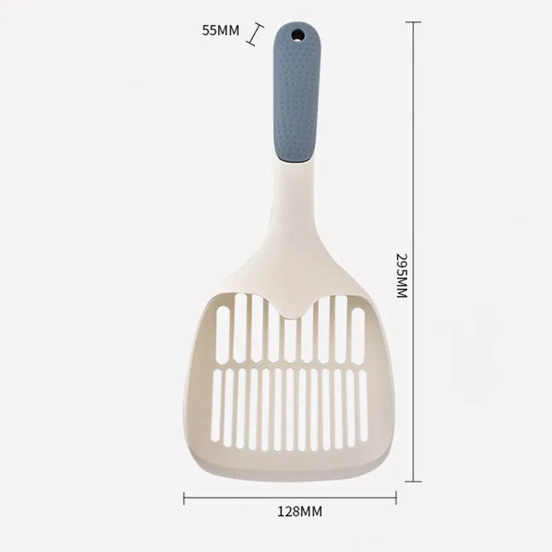 Large white plastic cat litter scoop with a deep bowl and multiple drainage holes.