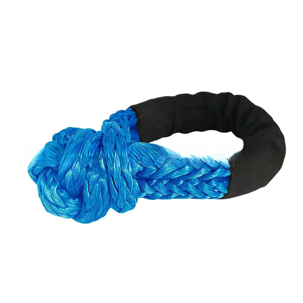 Polymer soft shackle trailer rope in multiple colours with storage bag for vehicle recovery