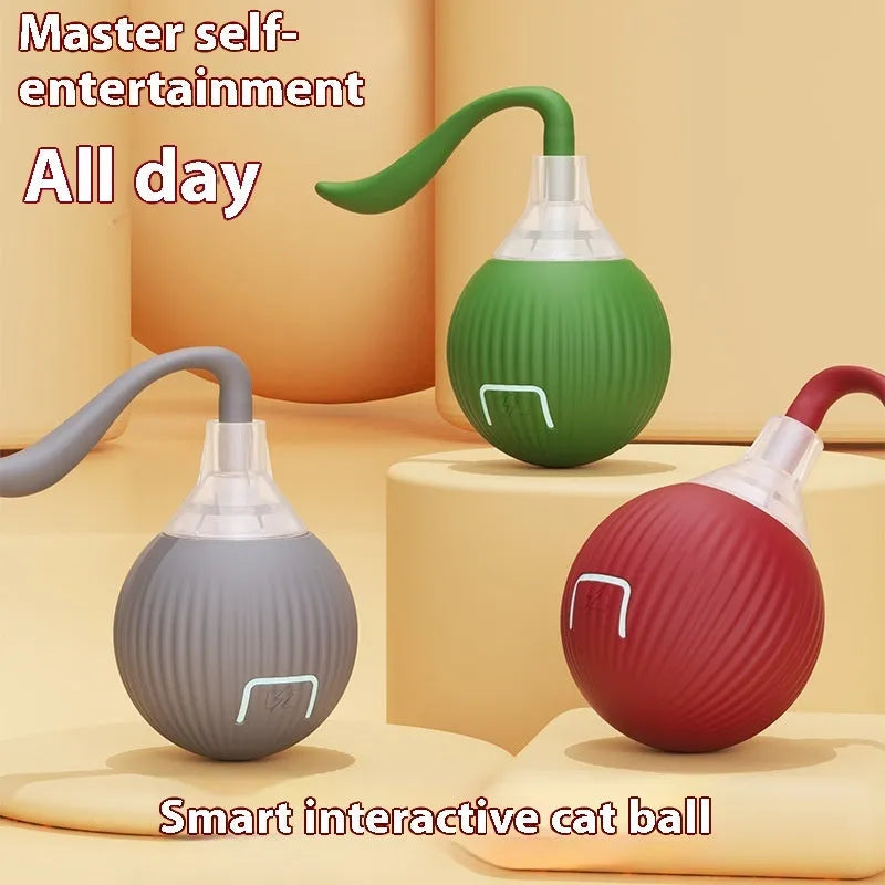 Interactive electronic cat toy ball with automatic motion sensor in various colour and style options