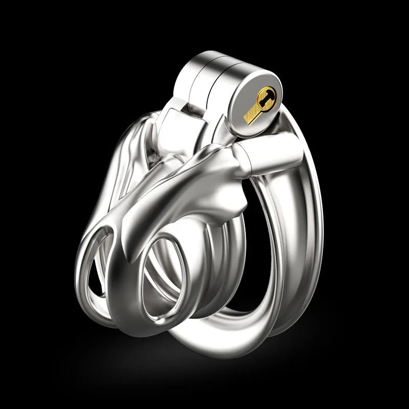 Stainless steel chastity cage device with extra small cage and ring sizes 38mm to 52mm