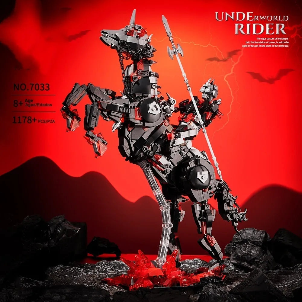7033 regional war riding horse swing action small-particle plastic building blocks set in colour box for ages 7-14