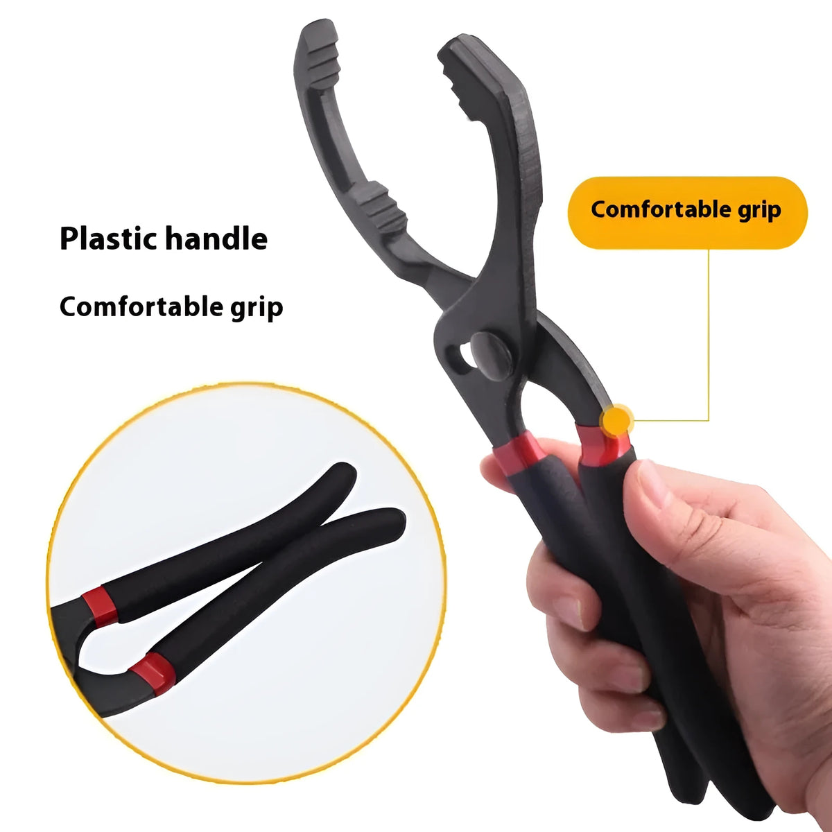 10 inch Y shape oil filter wrench with adjustable 77-150mm opening, high carbon steel and plastic, 321g bagged