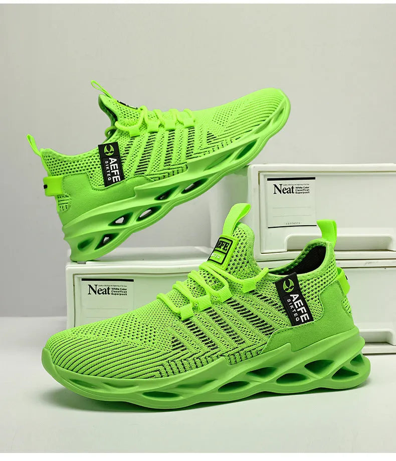 Men's black Korean style casual running shoes with mesh upper and cross strap details