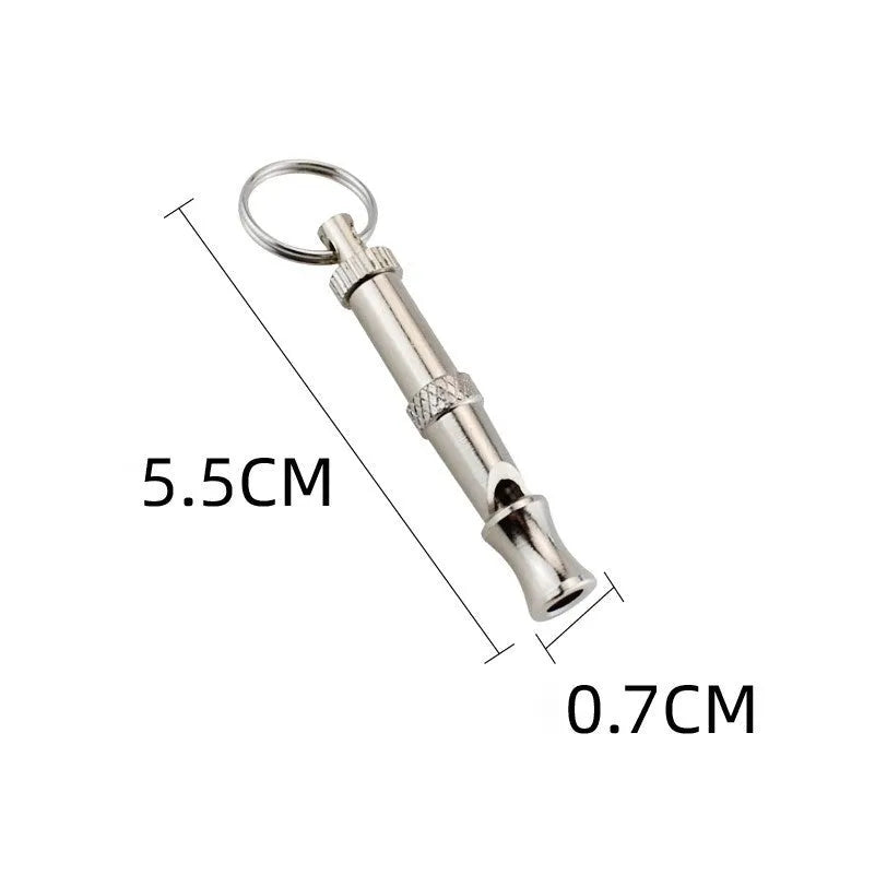 Metallic ultrasonic adjustable dog whistle for training and barking control