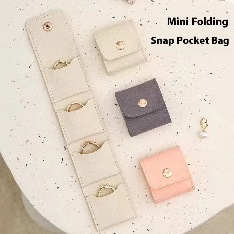 Soft microfiber ring buggy bag in Japanese style with leather-like finish, beige colour, closed view