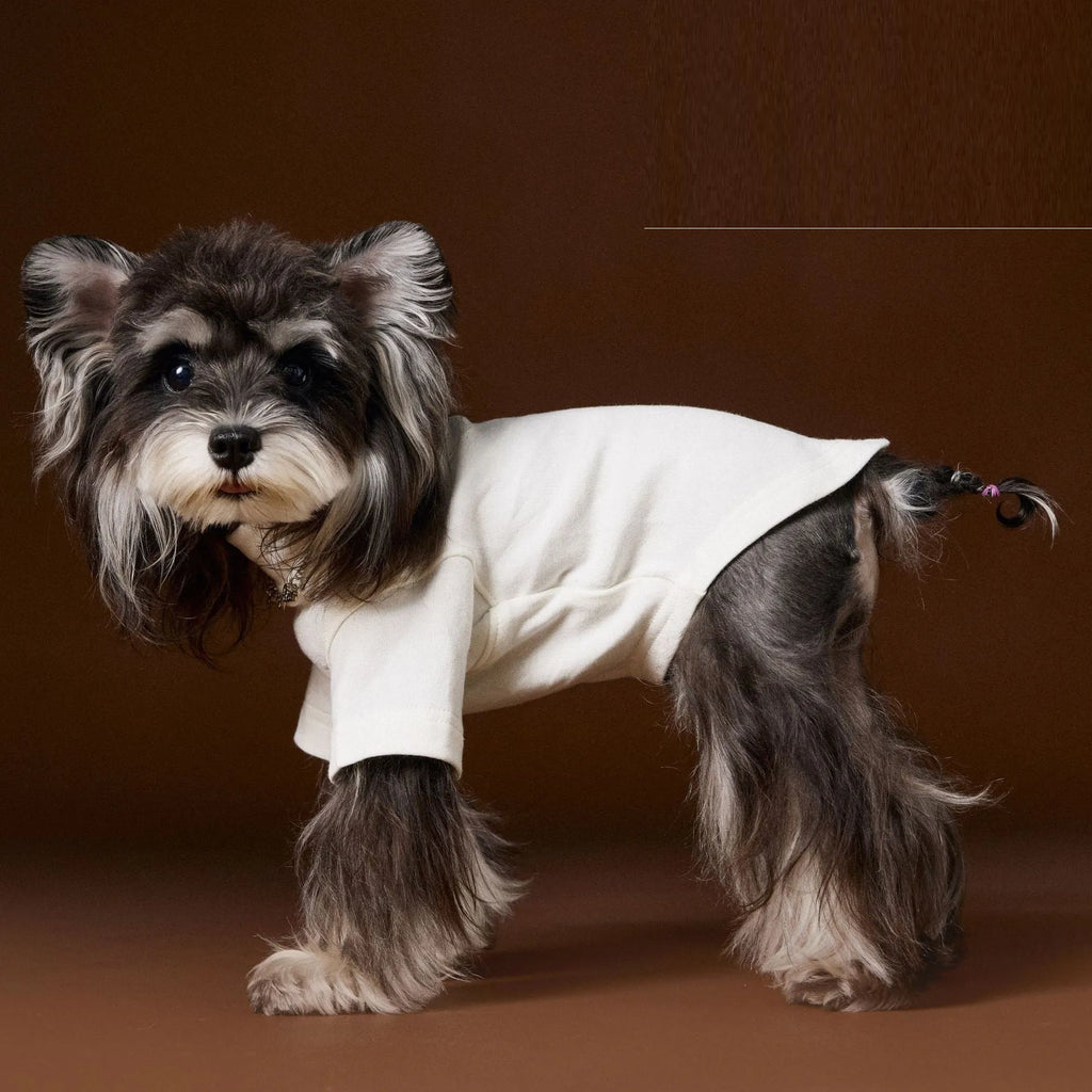 Teddy Schnauzer Bear style solid colour bottom shirt two leg necklace inner coat for dogs in white black and gray