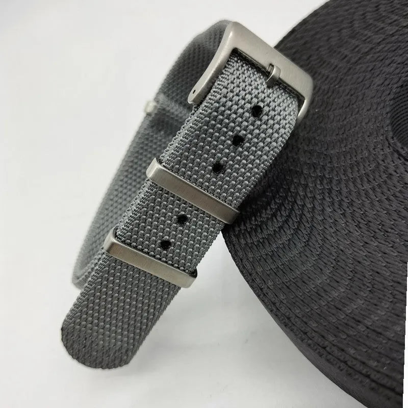 Nylon integrated replacement watch strap in Army Green colour showing the 20mm width.