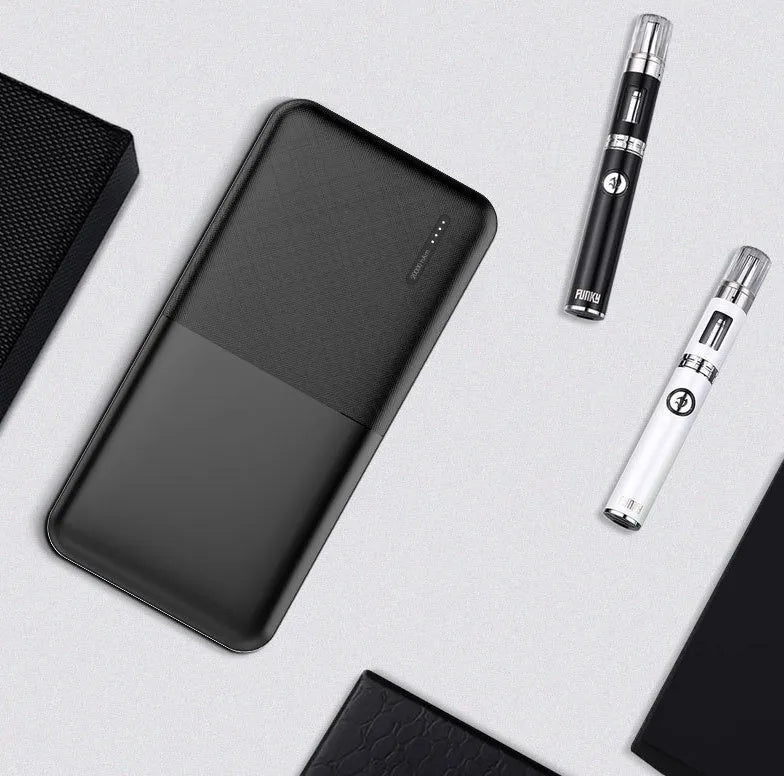 20000mAh power bank with multiple USB ports in black plastic housing