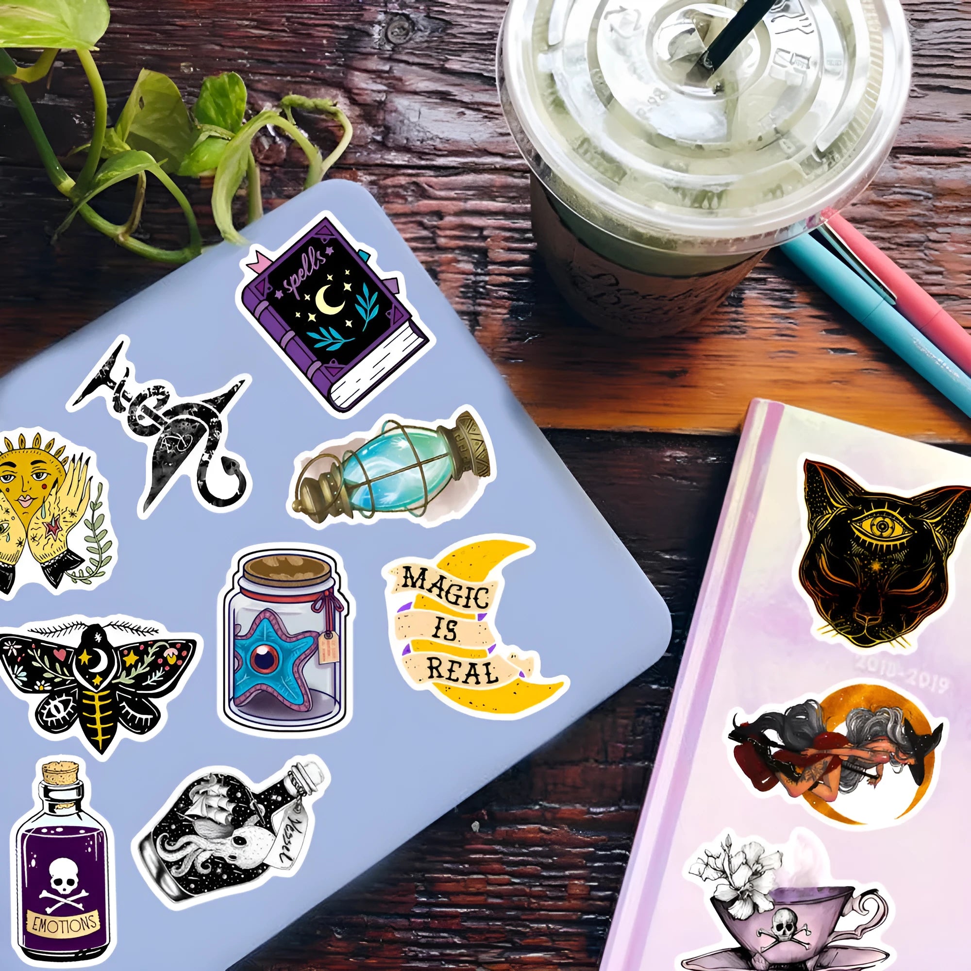 Set of 50 waterproof PVC graffiti stickers in various designs for luggage and smooth surfaces