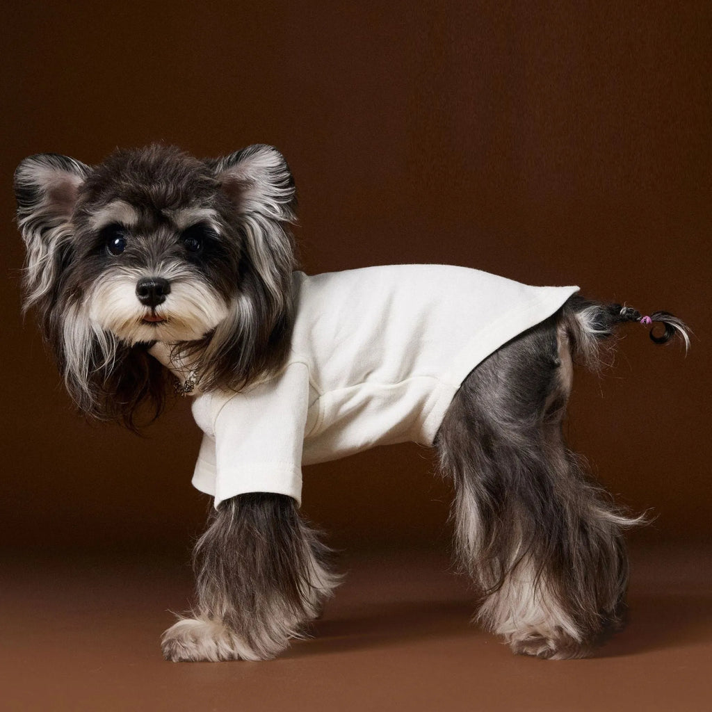 Teddy Schnauzer Bear style solid colour bottom shirt two leg necklace inner coat for dogs in white black and gray