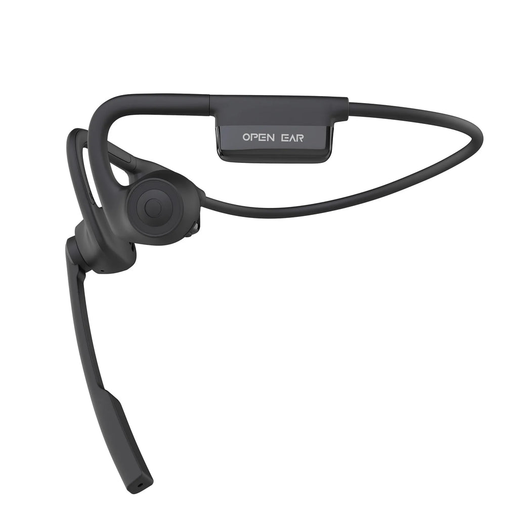 AS24 Black wireless open ear bone conduction Bluetooth headset with ear hook design and ENC noise reduction