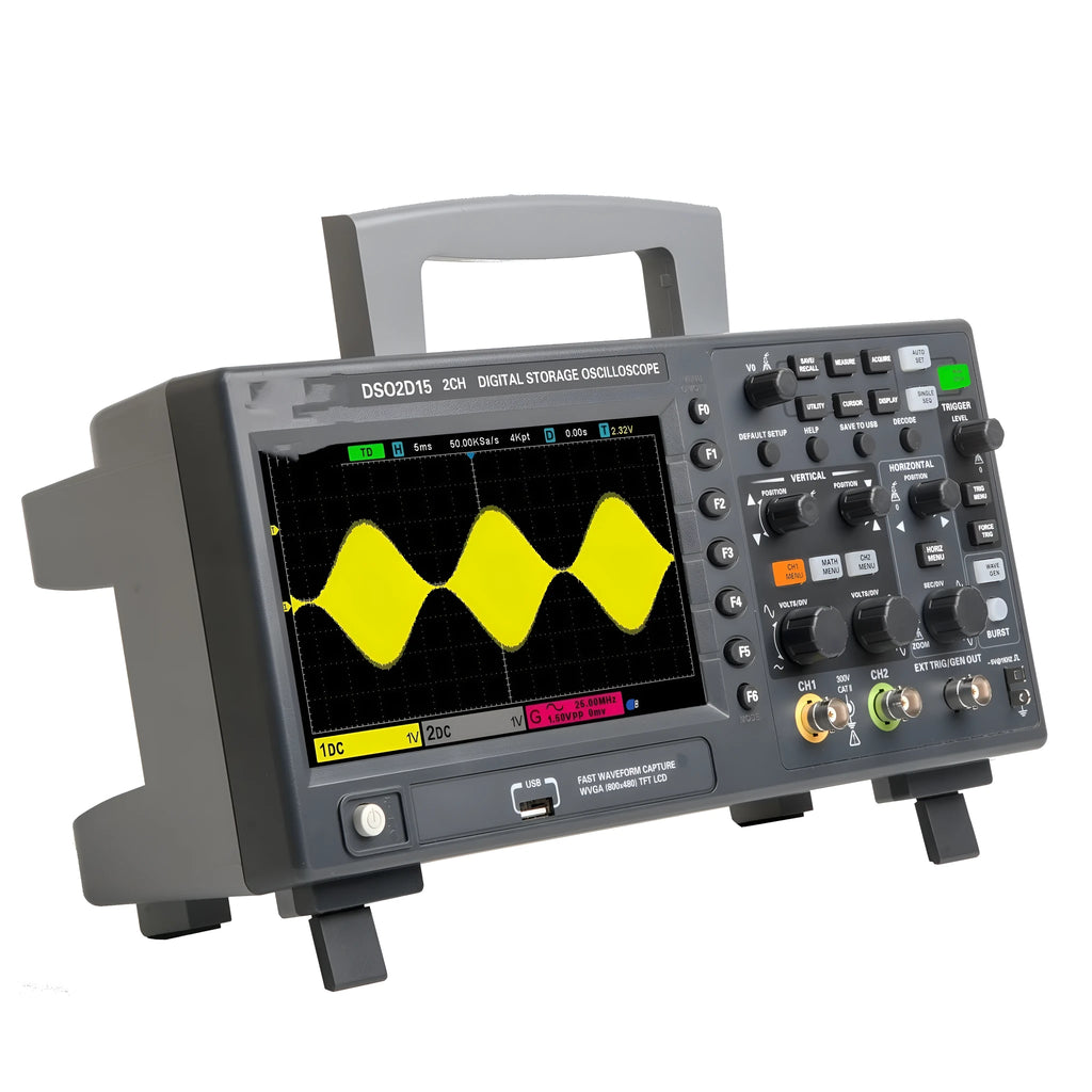 DSO2D10 two-channel digital storage oscilloscope with 100MHz bandwidth and built-in signal generator