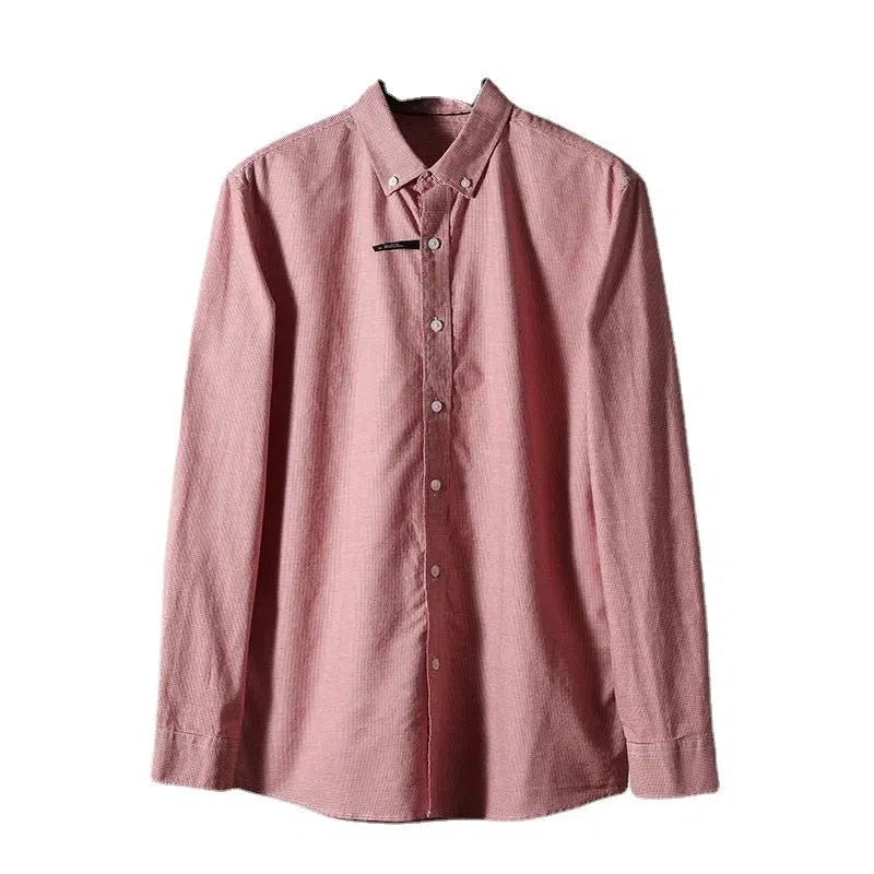 Men's washed cotton cardigan in solid colour with houndstooth pattern, available in green, khaki, red, sizes L to XXXXL