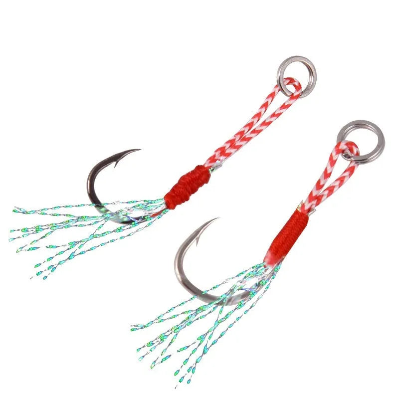 Galvanised single fishhook in six sizes from No. 9 to No. 14 for sea fishing on a blue background.