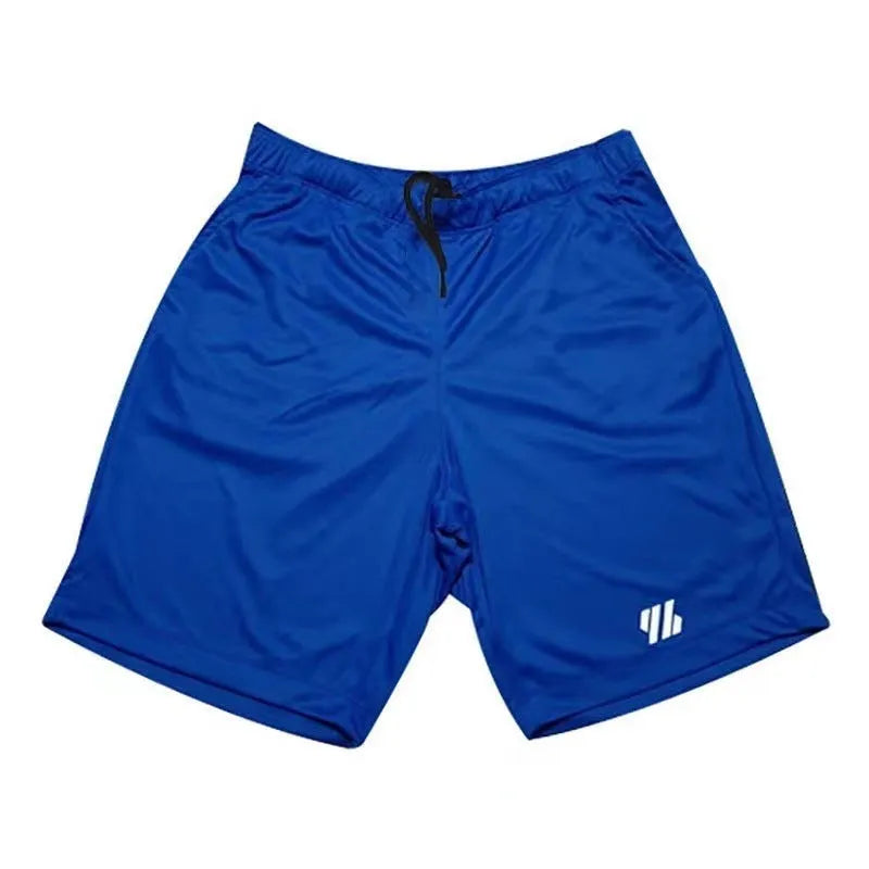 Men's black loose-fit metal silk fabric running shorts on a white background.