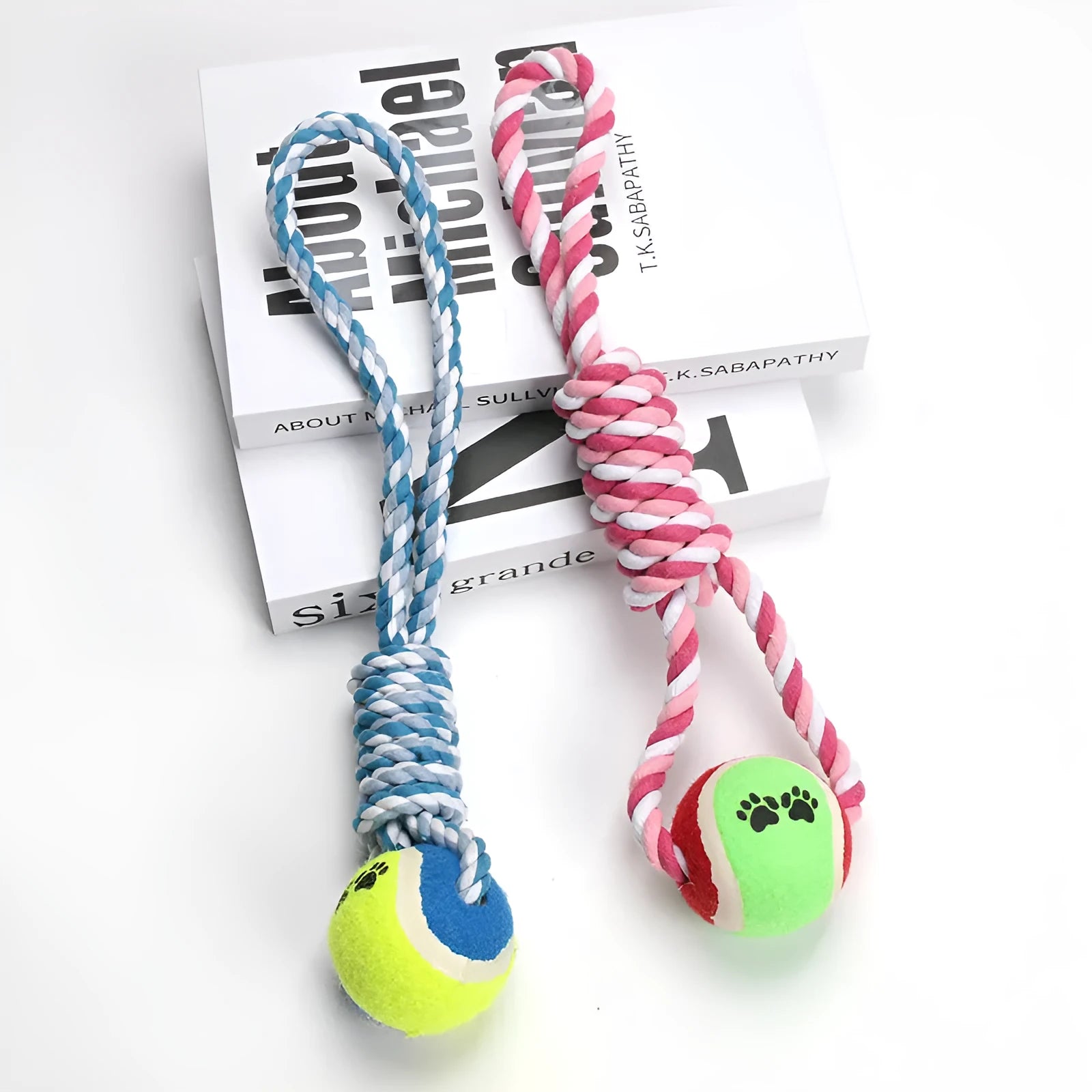 38cm red and white cotton rope dog toy with ventilation holes for medium large breeds