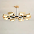 Nordic creative solid wood art chandelier in black finish with multiple heads for bedroom dining room