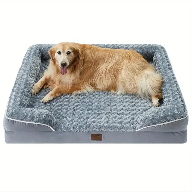 Removable waterproof dog kennel pad in light grey, dark grey and coffee colours, showing size options