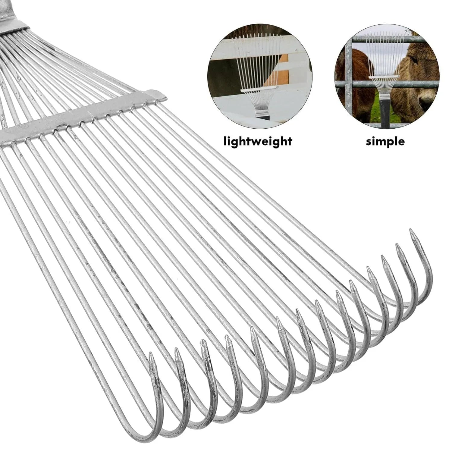 33cm long curved metal dematting brush rake for grooming dogs, horses, and cattle