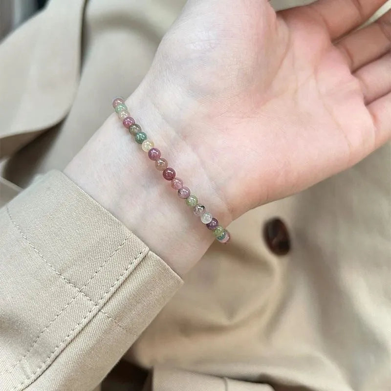Geometric women's alloy bracelet with electroplated finish in crystal-inspired colours