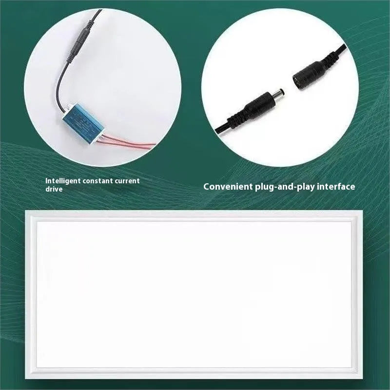 Rectangular embedded kitchen bathroom ceiling light with aluminium frame, 30x30cm, black or white colour options