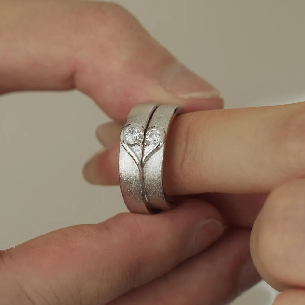 S925 sterling silver heart ring for men and women in platinum or champagne gold, sizes 5-12