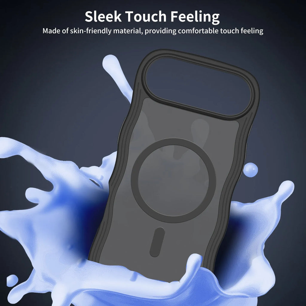 Two-in-One Magnetic Suction Phone Case for Apple iPhone Wave Lines Skin Feeling PC TPU Slim Fit Protective Cover Compatible with Multiple iPhone Models Coffee Dark Gray Dark Purple Light Pink