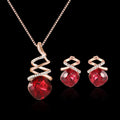 Women's alloy necklace and earring set with an adjustable water wave chain.