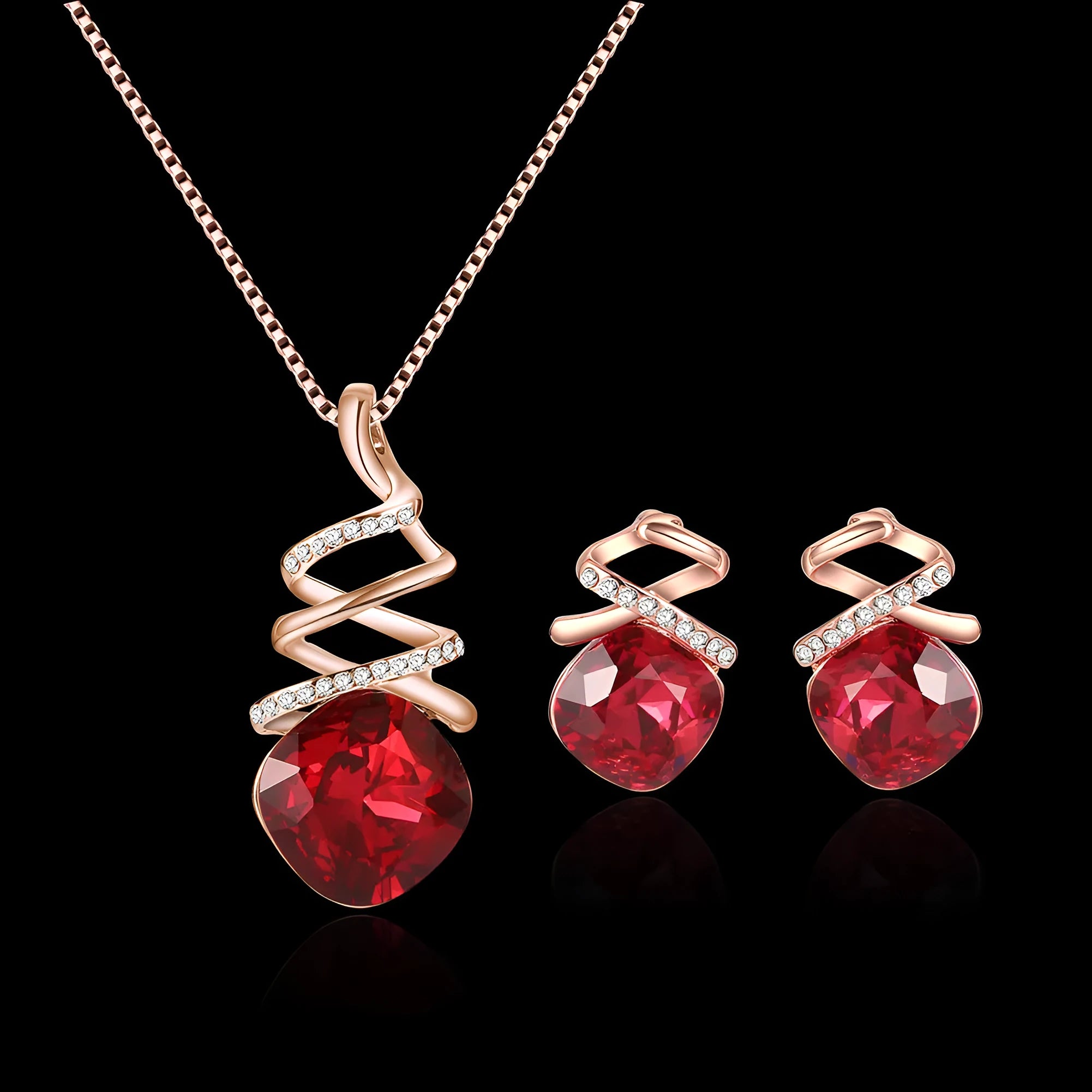 Women's alloy necklace and earring set with an adjustable water wave chain.