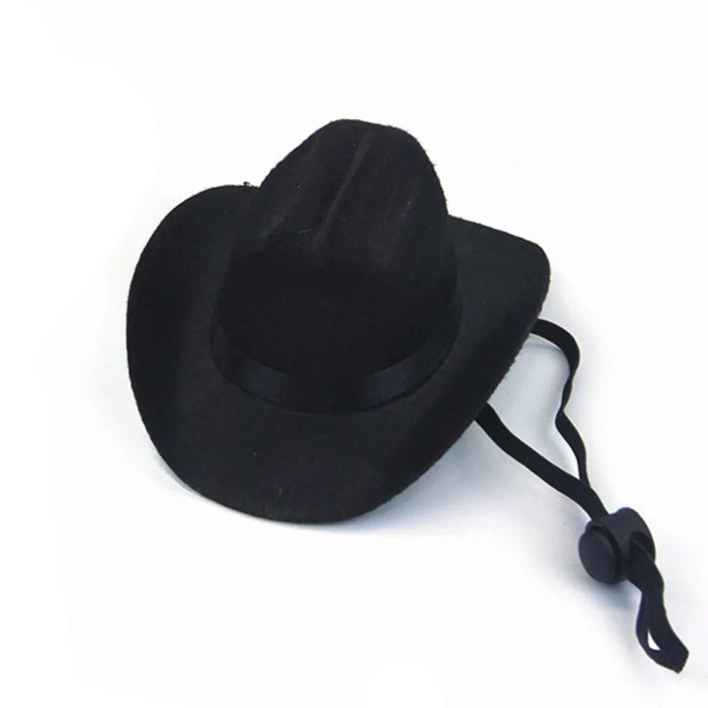 A small brown fabric cowboy hat for a dog, shown on a white background.