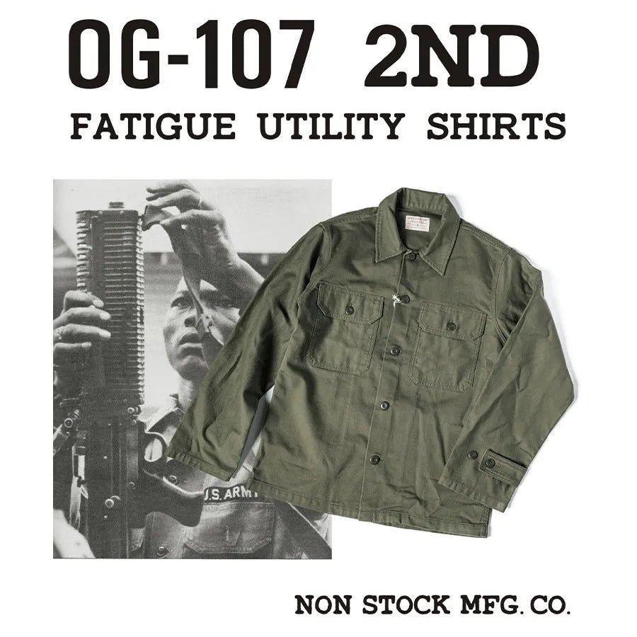 Men's olive green cotton satin slim fit work shirt with cardigan style front
