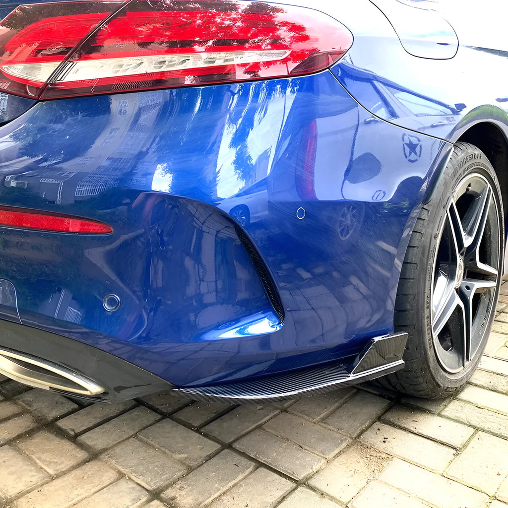 Set of two PP rear cornerite protectors in carbon fibre pattern and piano black finish for car bumper corners