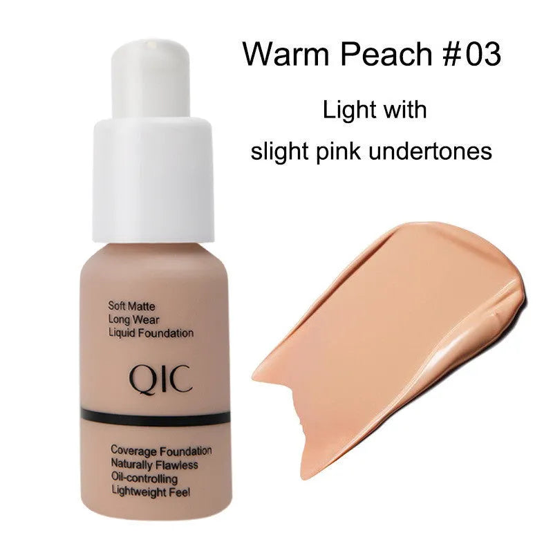 Concealer liquid foundation 30ml in five shades Porcelain Nude Warm Peach Buff Beige Sand for brightening and oil control
