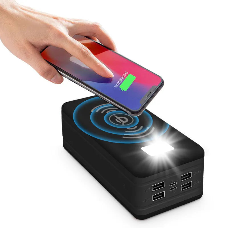 Solar wireless power bank in multiple colours showing creative design and charging surface.