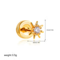 Titanium steel mini ear bone stud with electroplated gold finish and zircon crystal accent in geometric shape