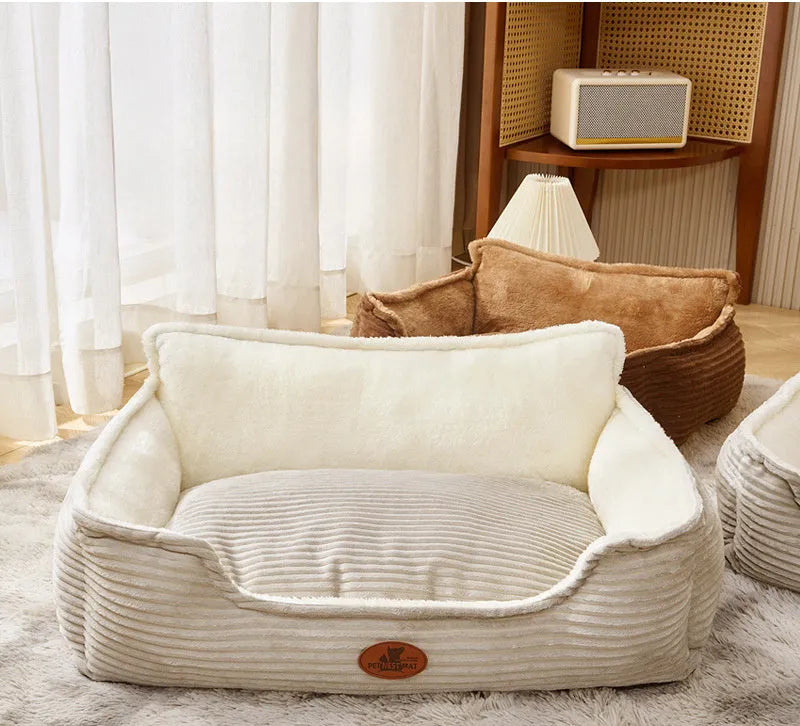 Removable washable pet bed cushion for small medium dogs cats in coffee or white colour
