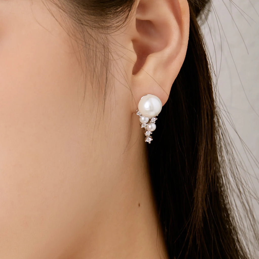 925 silver pearl stud earrings for women in E214 casual temperment wild style